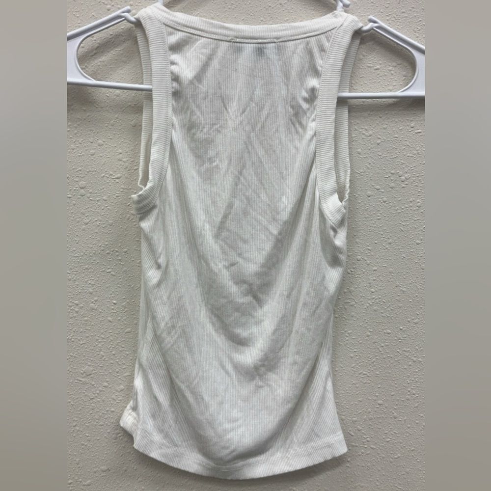 White Fox Ribbed White Basic Tank Small #744 - image 2